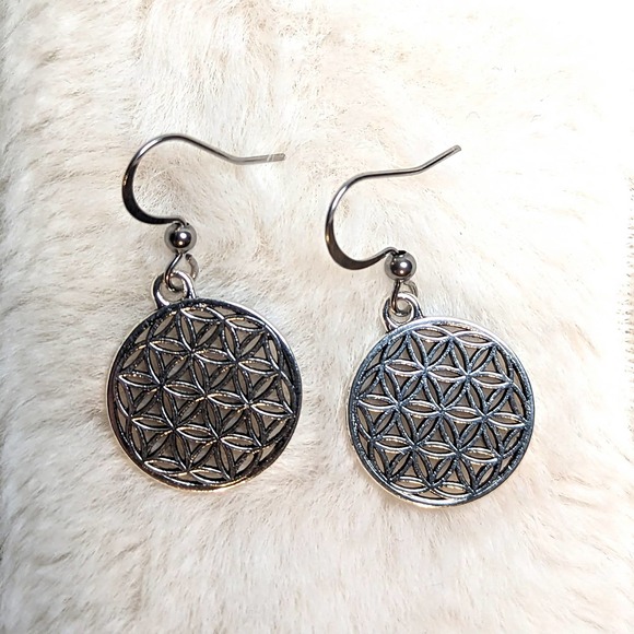 Flower of Life Charm Earrings - Picture 2 of 3